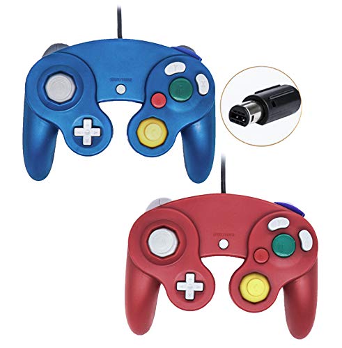 Product Cover Gamecube Controller, Wired Gamepad for Nintendo Wii Console (Blue and Red)