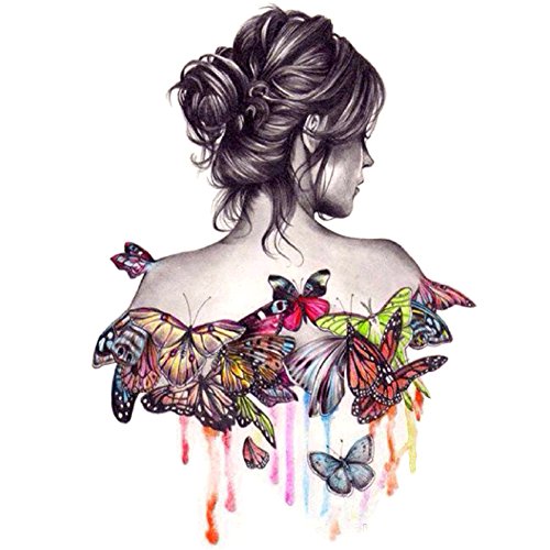 Product Cover Geboor DIY Oil Painting Drawing with Brushes Paint, Paint by Number Kit for Adults Butterfly Beauty Girl Decoration 40x50CM