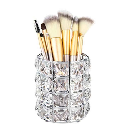 Product Cover Feyarl Crystal Beads Makeup Brush Holder Pen Pencil Holder Storage Organizer Container (Silver)