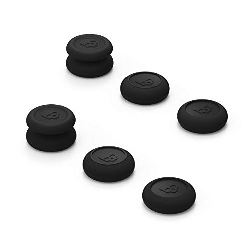 Product Cover Skull & Co. Skin, CQC and FPS Thumb Grip Set Joystick Cap Analog Stick Cap for Nintendo Switch Pro Controller & PS4 / Slim / Pro Controller- Black, 3Pairs(6pcs)