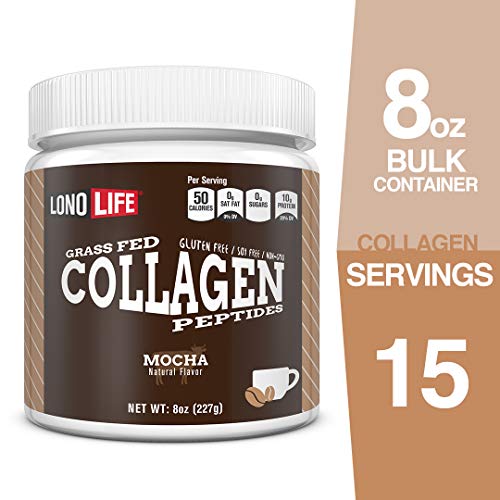 Product Cover LonoLife Mocha Collagen Peptides with 10g Protein, Paleo and Keto Friendly, 8-Ounce Bulk Container