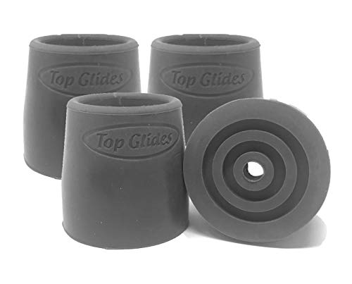 Product Cover Top Glides Steel-Reinforced Walker, Commode, and Bath Bench Replacement Rubber Tips, Gray, 1