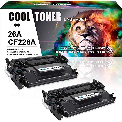 Product Cover Cool Toner Compatible Toner Cartridge Replacement for HP 26A CF226A 26X CF226X Laserjet Pro M402n M402dn M402dw M402 Laserjet Pro MFP M426fdw M426fdn M426dw M402d 402n M426 Printer Ink (Black 2-Pack)