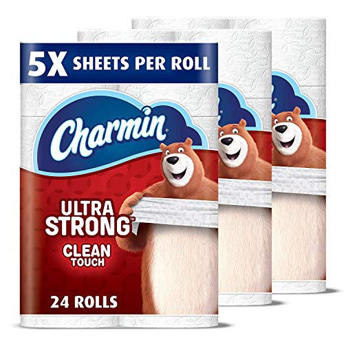 Product Cover Charmin Ultra Strong Toilet Paper, Family Mega Roll with Clean Touch (5X More Sheets*), 24 Count