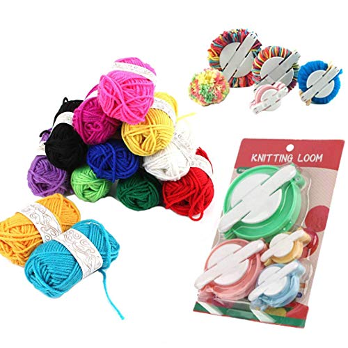 Product Cover Pompom Makers,4 Sizes Pom-pom Maker Fluff Ball Waver with 12 Skeins Acrylic Yarn for DIY Wool Yarn Crochet Knitting
