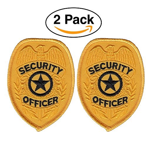 Product Cover 2 Pack - Security Officer Guard Badge Patch Embroidered, Oval Gold