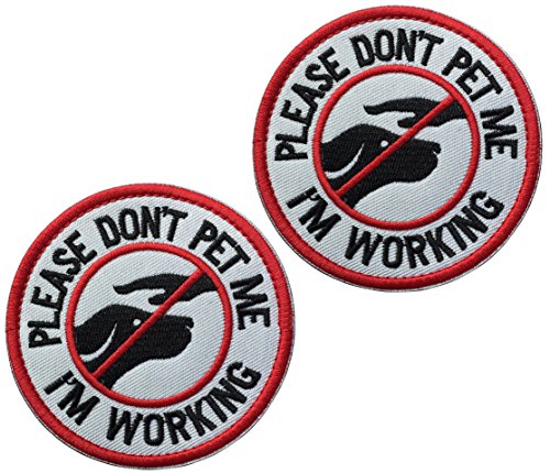 Product Cover 2 Pcs Service Dog Working Do Not Touch Tactical Morale Patch for Dog Vest Harness with Hook Loop Fastener - Please Do Not Pet Me I'm Working Badge