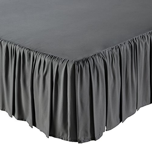 Product Cover AmazonBasics Ruffled Bed Skirt, 16 Inch Skirt Length, King, Dark Grey