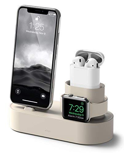 Product Cover elago Charging Hub [Classic White] - [3 in 1 Charging Stand] - for Apple Watch Series 4 (2018)/3/2/1; Apple AirPods ; iPhone Xs/XS Max/XR/X/8/8 Plus, and All iPhone Models