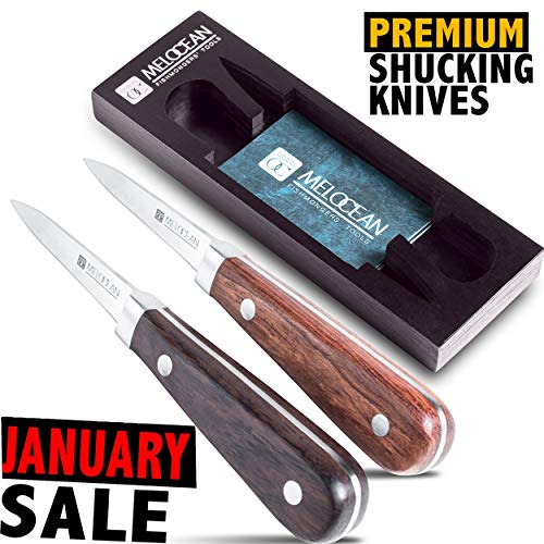 Product Cover Oyster Shucking Knife Set of 2 - Professional Oyster Knife Shucker Clam Opener Kit in Lovely Box - Bonus Ebook and Brochure Included