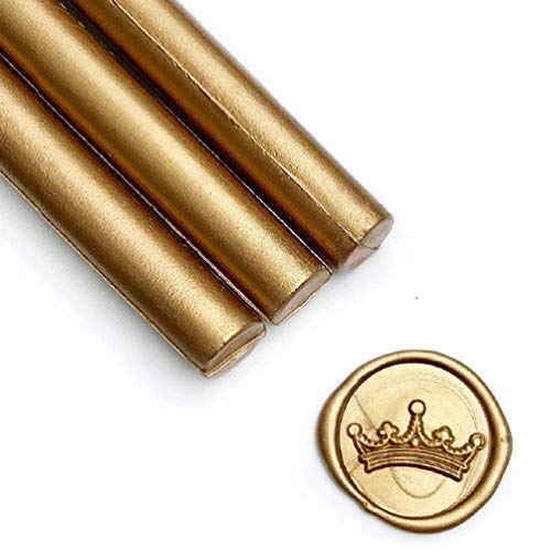 Product Cover UNIQOOO Mailable Glue Gun Sealing Wax Sticks for Wax Seal Stamp - Metallic Antique Gold, Great for Wedding Invitations, Cards Envelopes, Snail Mails, Wine Packages, Gift Ideas, Pack of 8