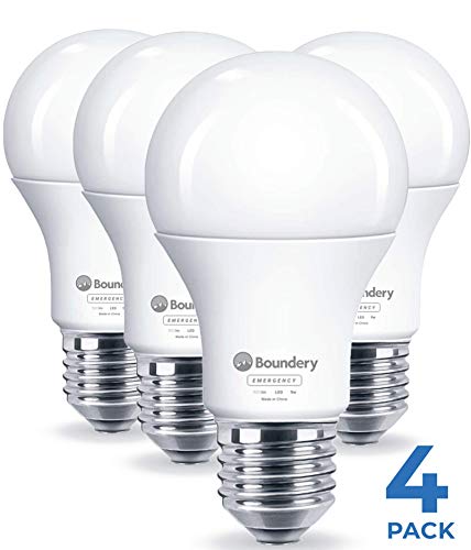 Product Cover Boundery Emergency Power Failure LED Light Bulb, 4 Pack - Safety During Power Outage - Lights Up Automatically When Power Fails - Rechargeable Battery - Works Like Ordinary Bulbs - 3500K 9W 120V 60W