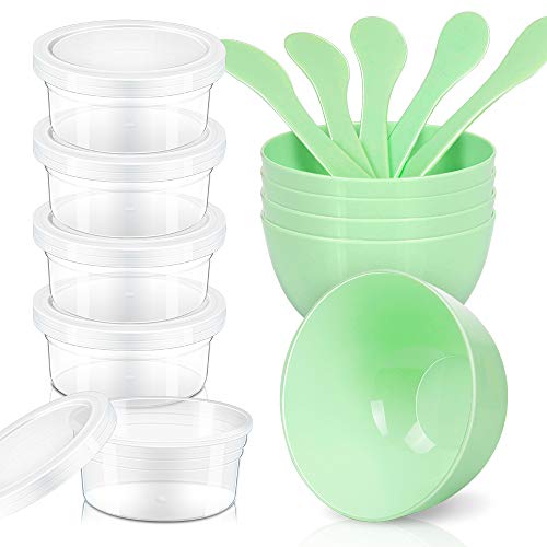 Product Cover LEOBRO DIY Slime Making Tools, 5pcs Glue Mixing Bowls, 5pcs Glue Mixing Spoons, 5pcs 4.5 oz Slime Containers for Kids Slime Making Art
