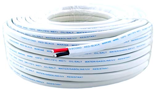 Product Cover 14 Gauge (American Wire Ga) Tinned Oxygen Free Copper Red Black Duplex Sheathed Marine Boat Wire. | Cable Length: 50 FT (Also Available in 100 FT roll)