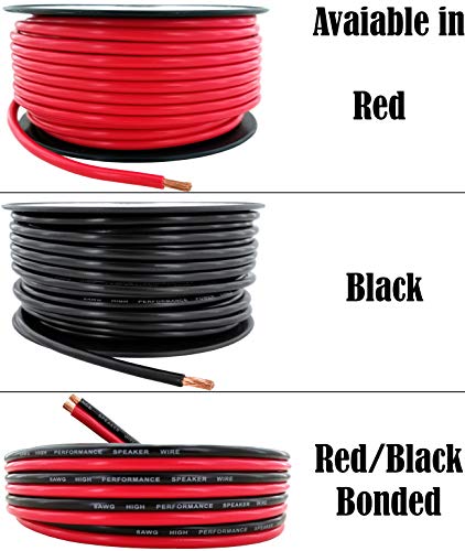 Product Cover GS Power 8 AWG (American Wire Gauge) Copper Clad Aluminum Zip Cord Cable for Car Audio Radio Amplifier Remote Battery 12 Volt Automotive Wiring, 50 ft Red & Black Bonded
