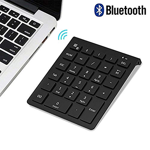 Product Cover Bluetooth Number Pad, 7Lucky Portable Wireless Bluetooth 28 Key Numeric Keypad Keyboard Extensions for Financial Accounting Data Entry for Smartphones, Tablets, Surface Pro, Windows, Laptop and More