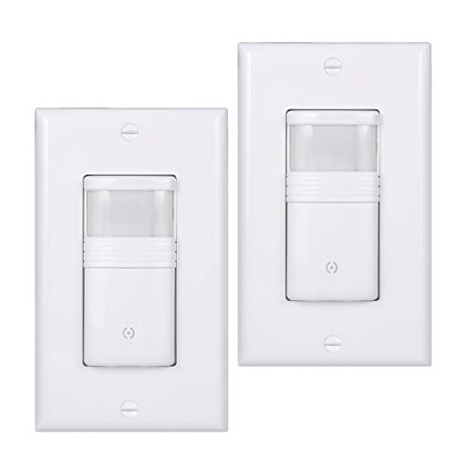 Product Cover (Pack of 2) White Motion Sensor Light Switch - NEUTRAL Wire Required - Single Pole Only (Not 3-Way) - For Indoor Use - Vacancy & Occupancy Modes - Title 24, UL Certified - Adjustable Timer
