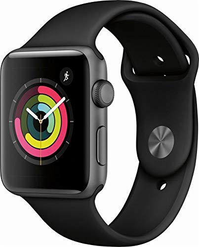 Product Cover Apple Watch Series 3 (GPS), 42mm Space Gray Aluminum Case with Black Sport Band - MQL12LL/A (Renewed)
