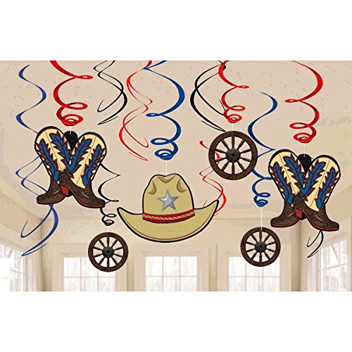 Product Cover Amscan 670726 Party Supplies Western Value Pack Swirl Decorations, Sizes, Multi Color