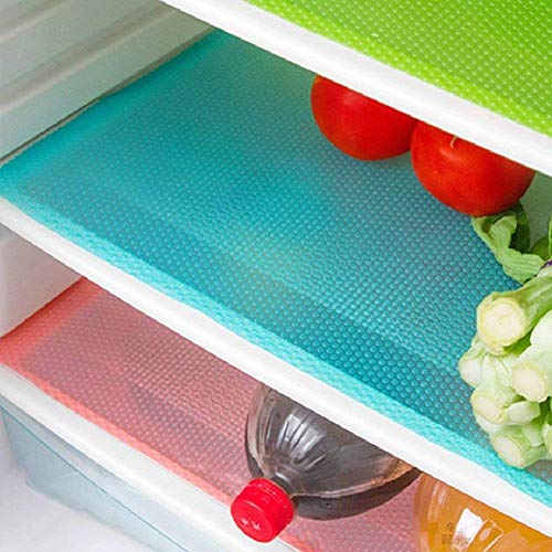 Product Cover seaped 5 Pcs Refrigerator Mats,EVA Refrigerator Liners Washable Can Be Cut Refrigerator Pads Fridge Mats Drawer Table Placemats,Shelves Drawer Table Mats,Size 17.6