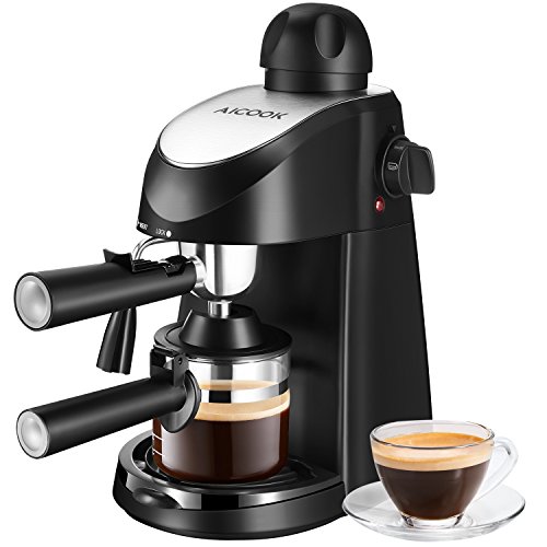Product Cover Espresso Machine, Aicook 3.5Bar Espresso Coffee Maker, Espresso and Cappuccino Machine with Milk Frother, Espresso Maker with Steamer, Black