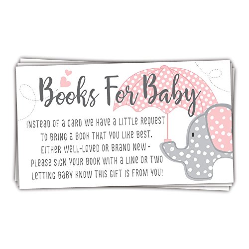 Product Cover 50 Pink Elephant Books for Baby Shower Request Cards - Invitation Inserts