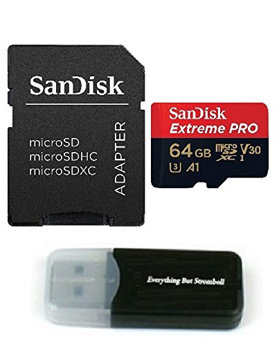 Product Cover 64GB Sandisk Extreme Pro 4K Memory Card works with DJI Mavic Air, Mavic Pro Platinum Quadcopter 4K UHD Video Camera Drone - UHS-1 V30 64G Micro SDXC with Everything But Stromboli (TM) Card Reader
