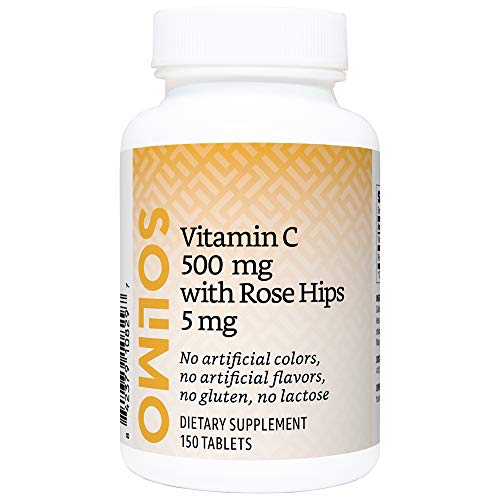 Product Cover Amazon Brand - Solimo Vitamin C 500 mg with Rose Hips 5 mg, 150 Tablets, Five Month Supply (Packaging may vary)
