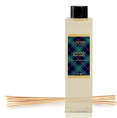 Product Cover LOVSPA Cinnamon Pinecones Reed Diffuser Oil Refill with Replacement Reed Sticks Fragrances | Woody Pinecones, Fir Needles Cinnamon & Cloves | Replenish You Existing Scent Diffuser