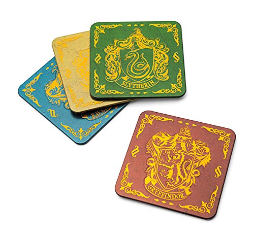 Product Cover Paladone Harry Potter Coasters for Drinks - Hogwarts Crest Design - Premium Metal Drink Coaster
