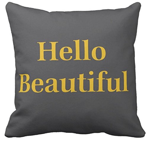 Product Cover Kissenday 18X18 Inch Hello Beautiful Quote Cotton Polyester Decorative Home Decor Sofa Couch Desk Chair Bedroom Car Humorous Funny Cute Daughter Granddaughter Saying Gift Square Throw Pillow Case