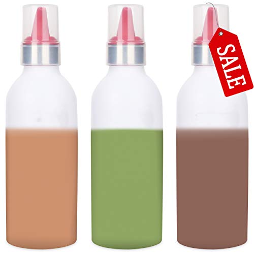 Product Cover SUJUDE Plastic Squeeze Bottles for Sauces with Lids, Kitchen Squeeze Bottle for BBQ Sauce, Condiments, Salad Dressings and Ketchup, No BPA, FDA Approved, 16 Ouce Pack of 3