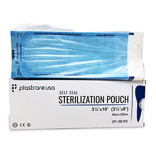 Product Cover 1000 Self Sealing Sterilization Autoclave Pouch, 3.5 Inch x 10 Inch, Paper Blue Film, 5 Boxes