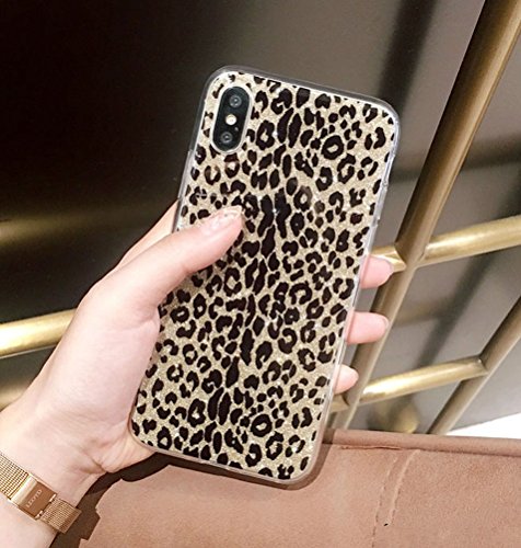 Product Cover iPhone X Case, iPhone 10 Case, Ebetterr Glitter Sparkle Bling Case for Girls Women Slim Fit Anti Scratch PC Hard Back + Flexible Soft TPU Bumper Protective Cover for iPhone X (2017) Leopard