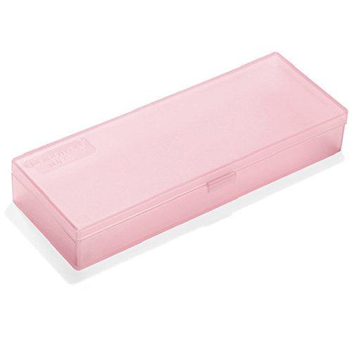 Product Cover Unionway Transparent Pencil Case With Hinged Lid And 2 Snap Close Tabs Utility Mini Storage Tool Case For Holding Nails， Drill Bits，Comestic Brushes and More (PINK)