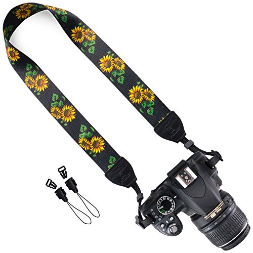 Product Cover Wolven Camera Neck Shoulder Belt Strap Compatible for DSLR/SLR Etc,Black Flower