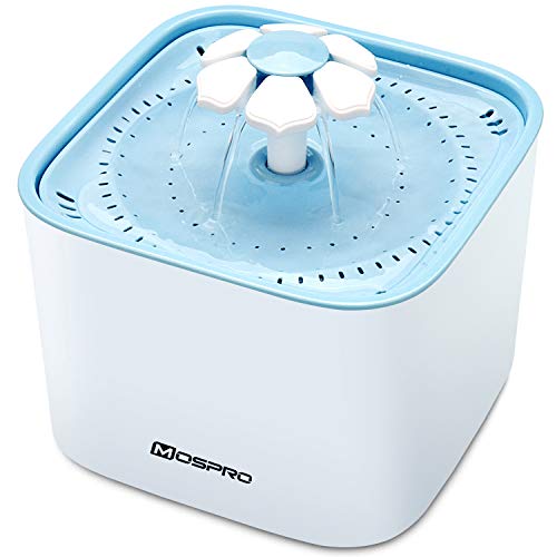Product Cover Pet Fountain Cat Water Dispenser - Healthy and Hygienic Drinking Fountain Super Quiet Flower Automatic Electric Water Bowl with 2 Replacement Filters for Dogs, Cats, Birds and Small Animals Blue
