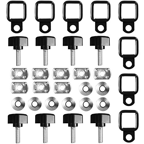 Product Cover DEDC 8 Pack Jeep Wrangler Hardtop Quick Removal Fastener Thumb Screws and Nuts + 8pcs Tie Down D-Rings Anchors Fit for 1995-2017 JK YJ TJ JKU Sports Sahara Freedom Rubicon X & Unlimited