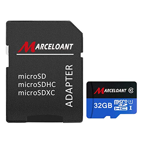 Product Cover TF Card 32GB, Marceloant Micro SD Memory Cards Class 10 microSDHC UHS-I Card with Adapter, Black/Blue, Standard Packaging