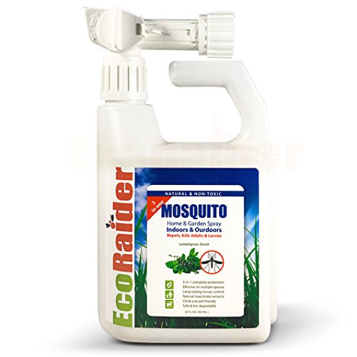 Product Cover EcoRaider Mosquito Hose-end Yard Spray, Triple-Action Kills Adult Mosquitoes on Contact, Kills Larvae and Repels, Natural & Non-Toxic, 32 Oz