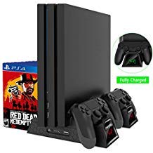 Product Cover Tobo Regular PS4/ PS4 Slim/ PS4 Pro Cooler, Multifunctional Vertical Cooling Stand, PS4 Controller Charger with LED Indicators,Charging Dock Station with 12PCS Games Storage for PS4,PS4 Slim,PS4 Pro