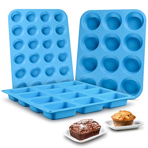 Product Cover Muffin Pan Silicone Brownie Molds - Cupcake Pan Baking Silicone Molds Food Grade Silicone BPA Free Brioche Pan Pinch Test Approved