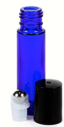 Product Cover 24,10ml Roller Bottles for Essential Oils - Cobalt Blue, Glass with Stainless Steel Roller Balls by Mavogel (3 Extra Roller Balls, 54 Pieces Labels, Opener, Funnel, Dropper, Brush Included)