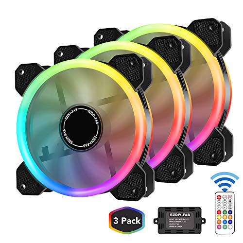 Product Cover EZDIY-FAB 120mm RGB Case Fan 3-Pack,Quiet Edition High Airflow Adjustable Color LED Case Fan for PC Cases, CPU Coolers with Remote Controller
