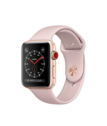 Product Cover Apple Watch Series 3 42mm Smartwatch (GPS + Cellular, Gold Aluminum Case, Pink Sand Sport Band) (Renewed)