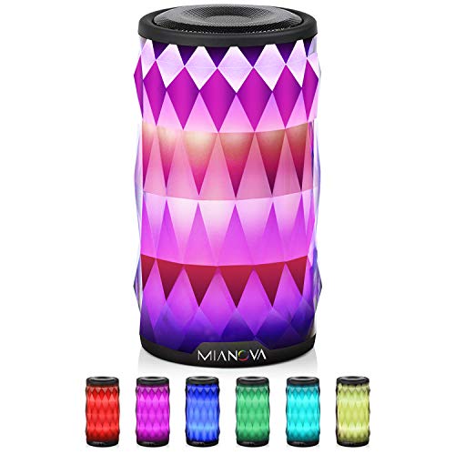 Product Cover LED Bluetooth Speaker,Night Light Changing Wireless Speaker,MIANOVA Portable Wireless Bluetooth Speaker 6 Color LED Themes,Handsfree/Phone/PC/MicroSD/USB Disk/AUX-in/TWS Supported