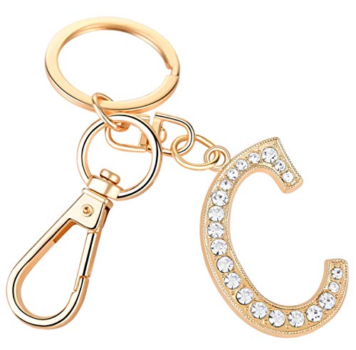 Product Cover Keychain for Women AlphaAcc Purse Charms for Handbags Crystal Alphabet Initial Letter Pendant with Key Ring
