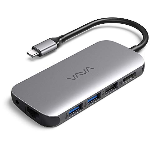 Product Cover VAVA USB C Hub 9-in-1 Adapter with PD Power Delivery, 4K USB C to HDMI, USB 3.0 Ports, 1Gbps Ethernet Port, SD/TF Cards Reader for MacBook/Pro/Air（2018） and Type C Windows Laptops
