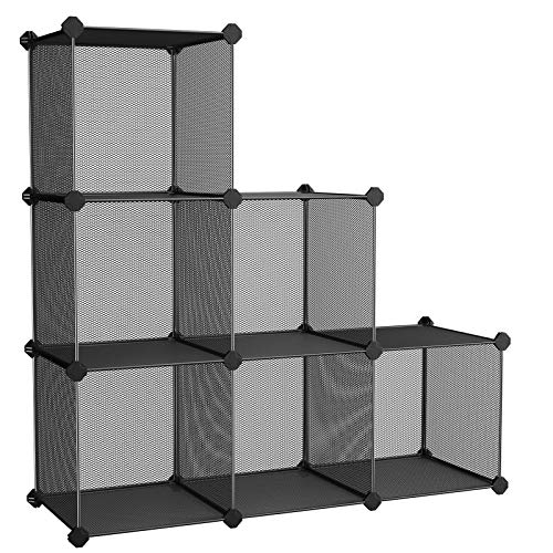 Product Cover SONGMICS Storage Cubes, High-Density Metal Grid, Interlocking Shelving Organizer Unit with High Load Capacity for Bookcase, DIY Closet Cabinet with Rubber Mallet, Black ULPL111H