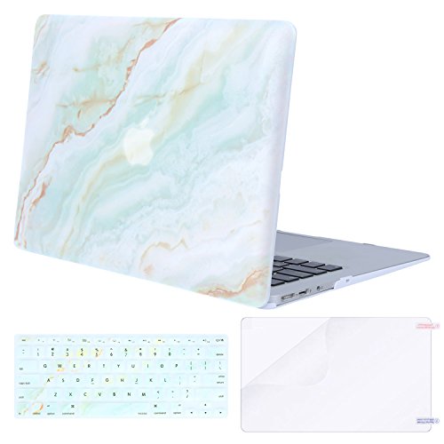 Product Cover MOSISO MacBook Air 13 inch Case (A1369 & A1466, Older Version 2010-2017 Release), Plastic Pattern Hard Case&Keyboard Cover&Screen Protector Only Compatible with MacBook Air 13, White Green Marble